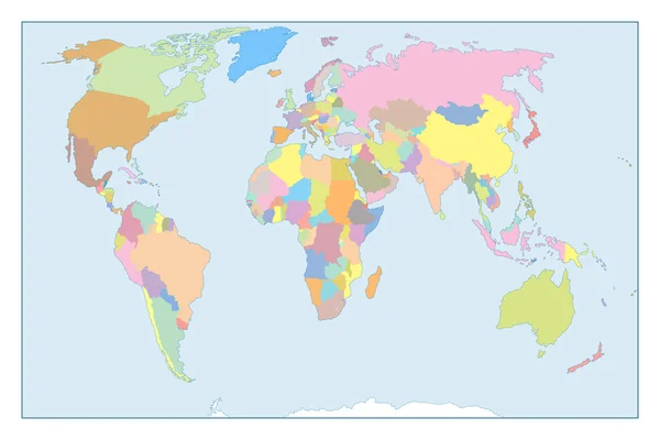 Carte du monde haute précision. Tous les éléments sont séparés en couches modifiables clairement étiquetées. Illustration vectorielle — Image vectorielle