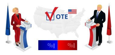 Infographic Demokrat Cumhuriyetçi Kongre Salonu'na bize seçim 2016. Parti başkanlık tartışması onayı.