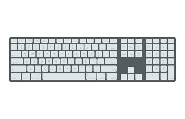 Portátil negro, plantilla de vector de teclado de computadora aislada sobre fondo blanco. Ilustración del panel de control para PC . — Vector de stock