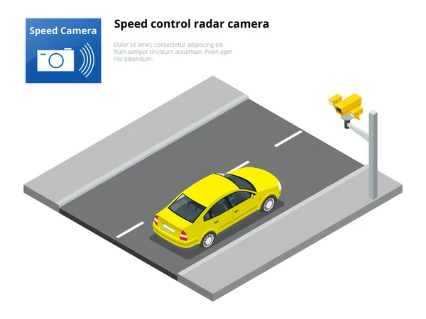 Caméra radar de contrôle de vitesse isométrique, isolée sur fond blanc — Image vectorielle