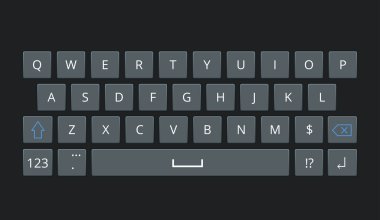 Smartphone klavye, hareket eden telefon tuş takımı vektör mockup. Klavye için hareket eden aygıt vektör çizim