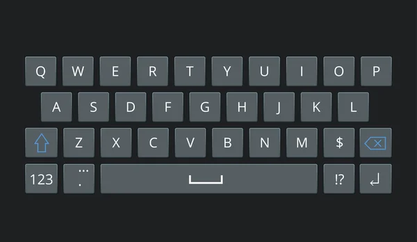 Tastiera dello smartphone, modello vettoriale della tastiera del telefono cellulare. Tastiera per illustrazione vettoriale dispositivo mobile — Vettoriale Stock