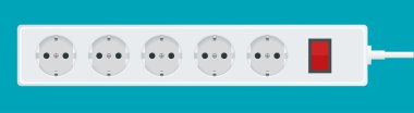 Beyaz bir arka plan üzerinde modern elektrik uzatma kablosu. Güç prizine fiş illüstrasyon.