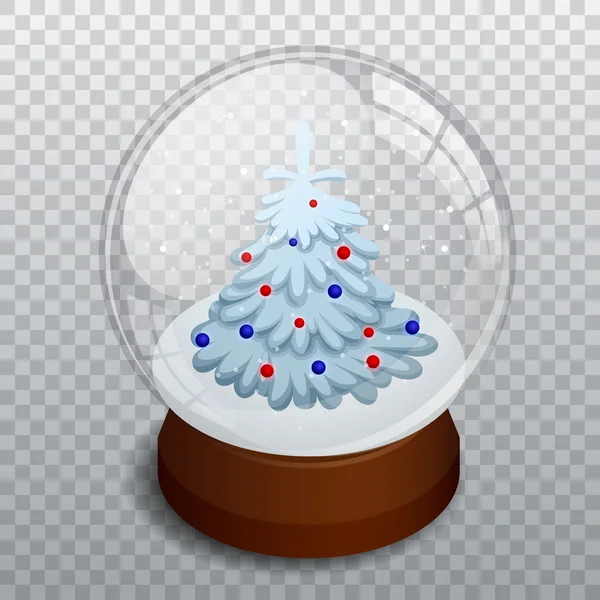 Isométrico Feliz Navidad bola de vidrio transparente — Vector de stock