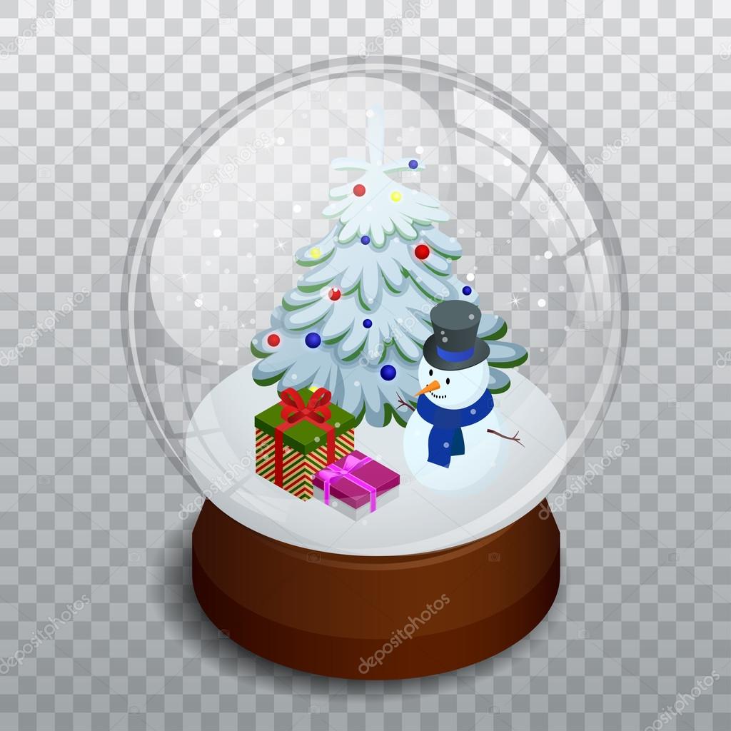 Isometric Merry christmas transparent glass ball