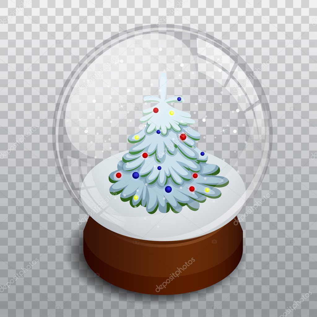 Isometric Merry christmas transparent glass ball