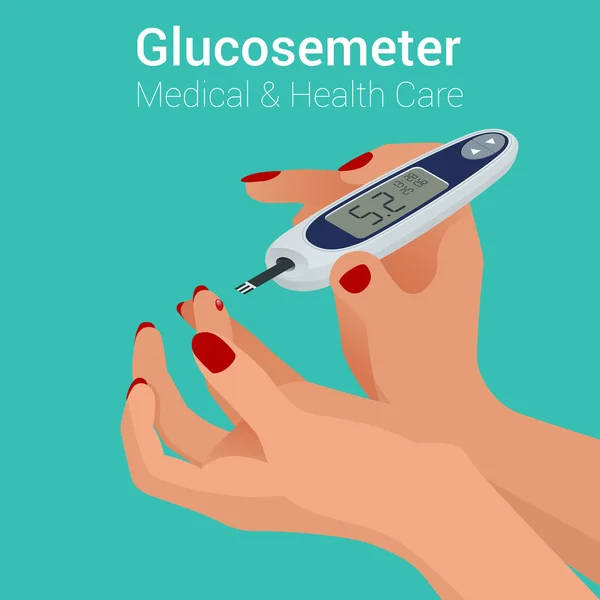 Diabetes Isométricos vida de cuidados de saúde —  Vetores de Stock