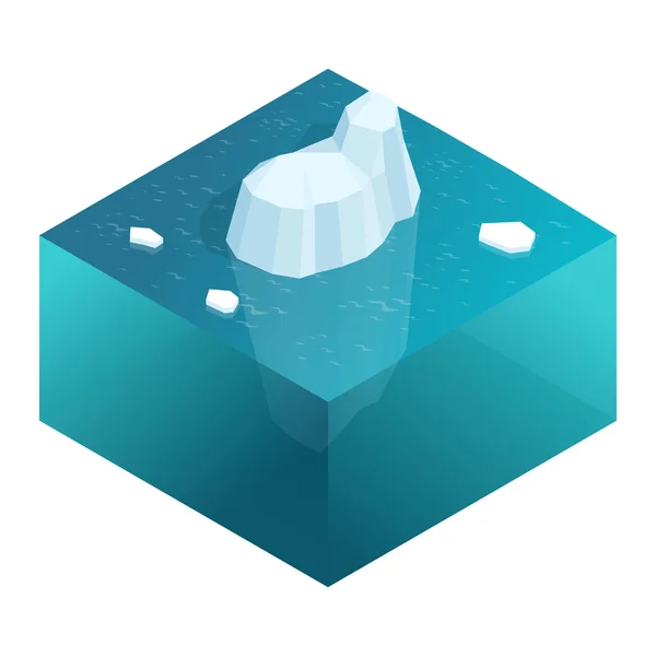 Isometric Underwater view of iceberg with beautiful transparent sea on background. Flat vector illustration — Stock vektor