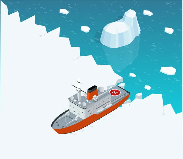 等距的核动力破冰船 — 图库矢量图片