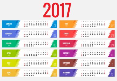 Takvim 2017. Vektör tasarım ileti örneği şablonu.