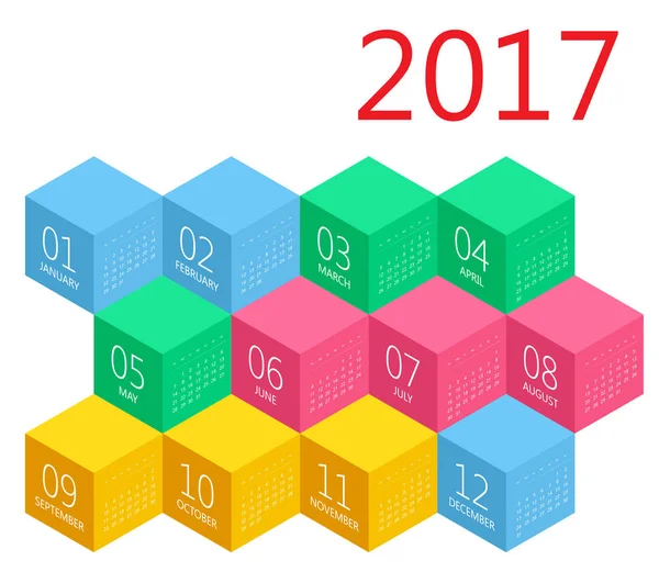 Календар 2017 року. Векторний дизайн шаблон канцелярського приладдя . — стоковий вектор
