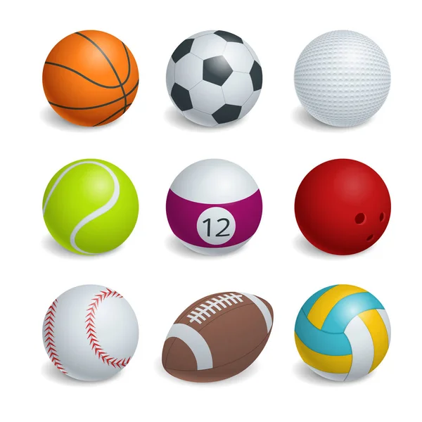 Isometric Sports Balls Set. — Stock Vector