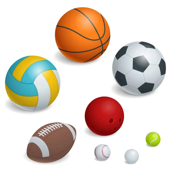 Ensemble de boules de sport isométriques . — Image vectorielle