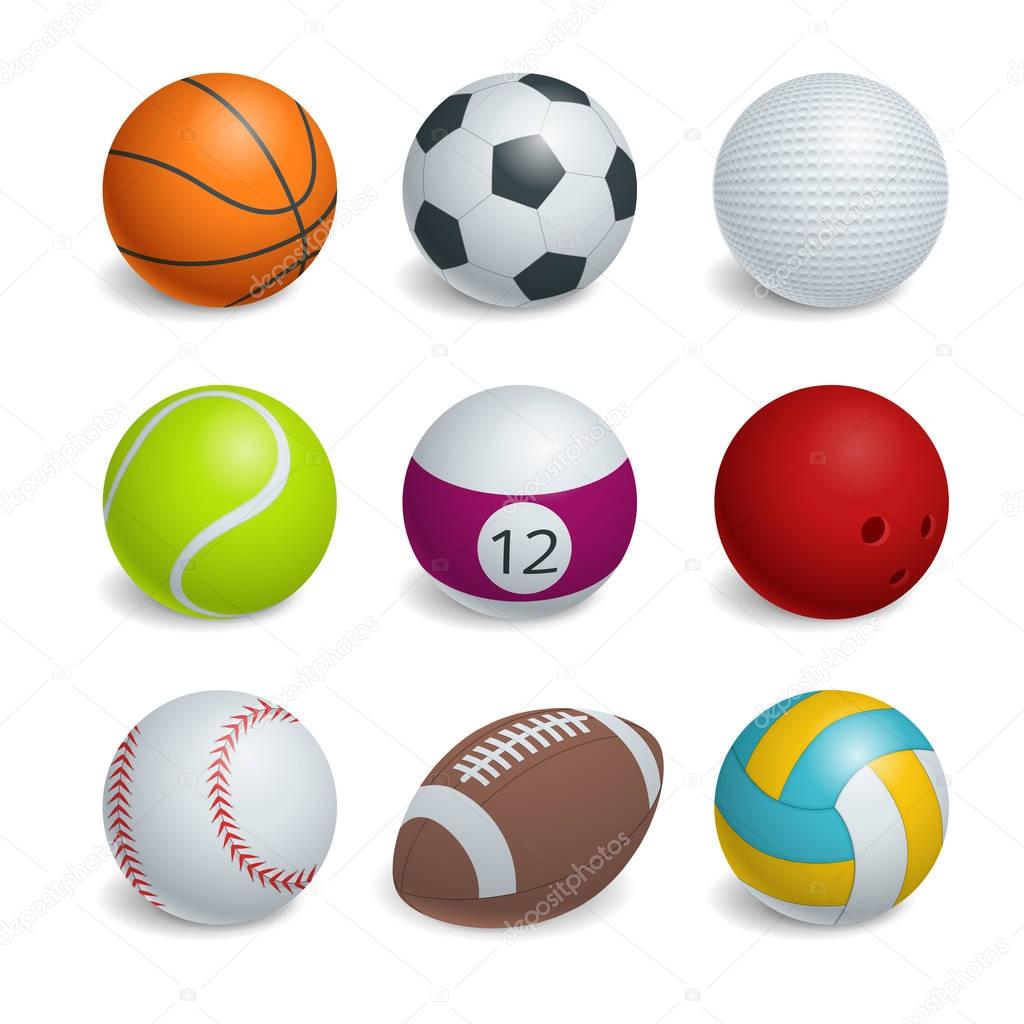 Isometric Sports Balls Set.