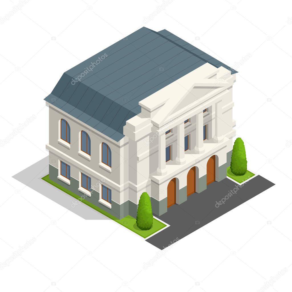 Vector mayoralty isometric building architecture public government buildings.