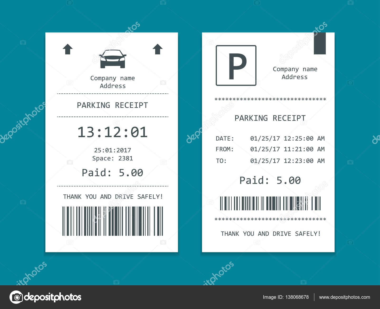 Ticket De Parking, Illustration Vectorielle De Reçu De Pénalité D'argent  Isolé