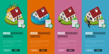 House Sigortacılık hizmeti izometrik simgeler şablonu. Vektör çizim. İş akışı düzeni, afiş, diyagram, numarası seçenekleri, web tasarım, zaman çizelgesi, infographics için kullanılabilir.