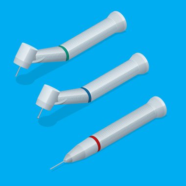 Dişçi aleti diş Kliniği. Diş ve tıbbi aletler 3d vektör çizim