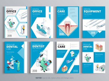 Sağlık ve tıp kavramı için el ilanları. Flyear, dergiler, posterler, kitap kapağı, hijyen şablon afiş. Klinik Infographic kavramı arka plan. Düzen diş hekimliği illüstrasyonlar modern sayfalarını