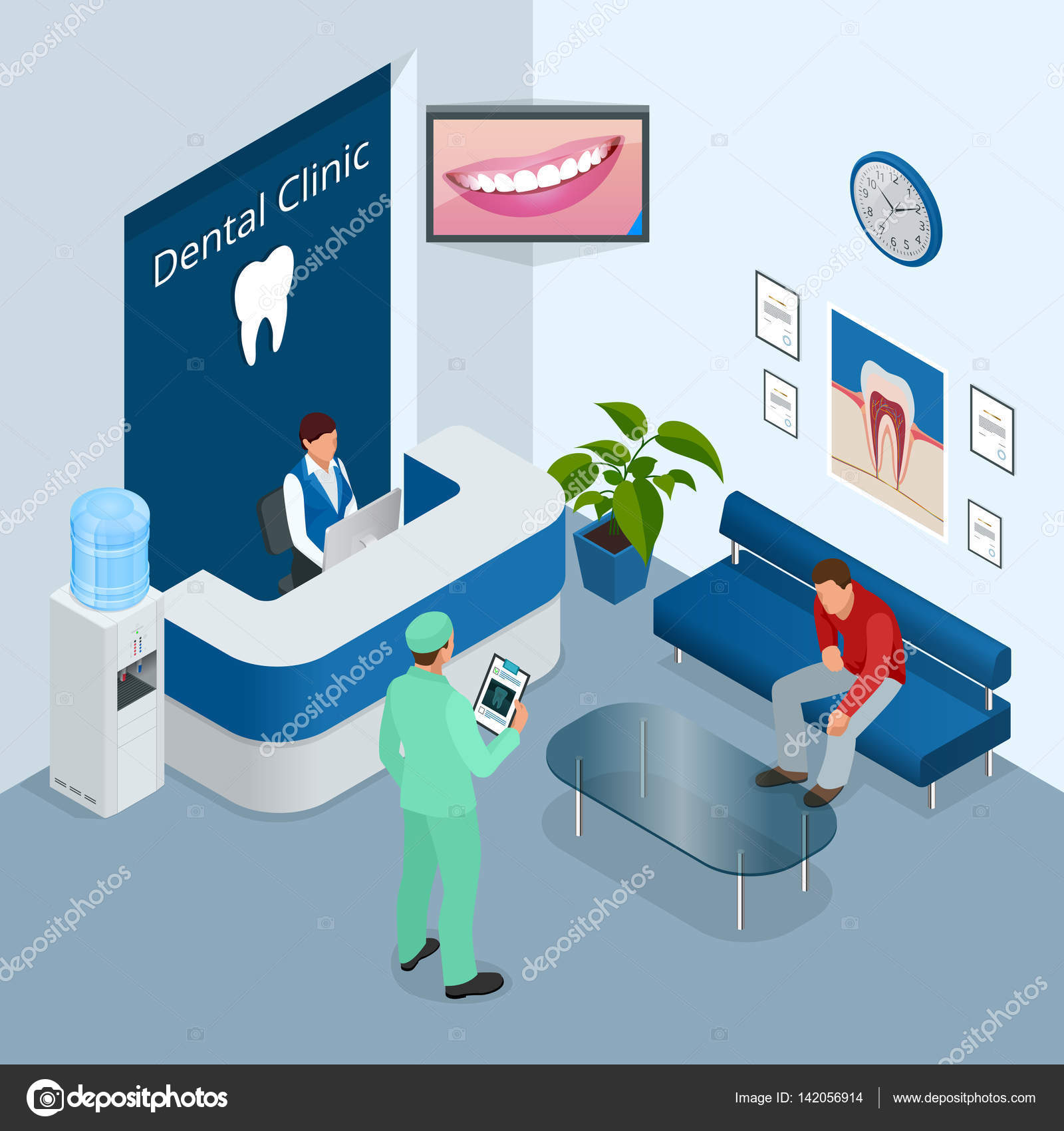 Isometric Modern Dental Practice Dental Chair And Other