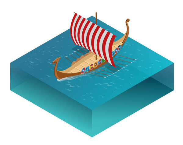 Викинг Драккар. Парусник, плывущий по морским волнам. Ручной рисунок элемент дизайна. Винтажная векторная гравировка для плаката, этикетки, почтового штемпеля. Изолированный на синем фоне
.