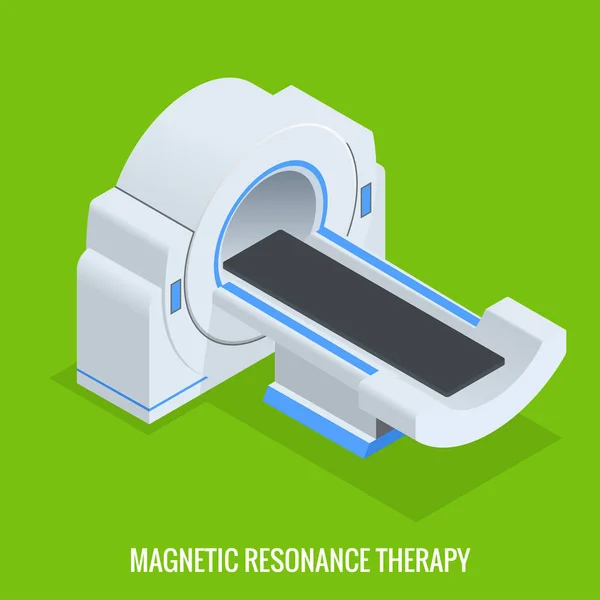 MRT máquina de ressonância magnética em radiologia em um hospital. Tomografia Computadorizada, raio-x com múltiplos detectores de cortes. O sistema produz imagens transversais e 3D detalhadas . — Vetor de Stock