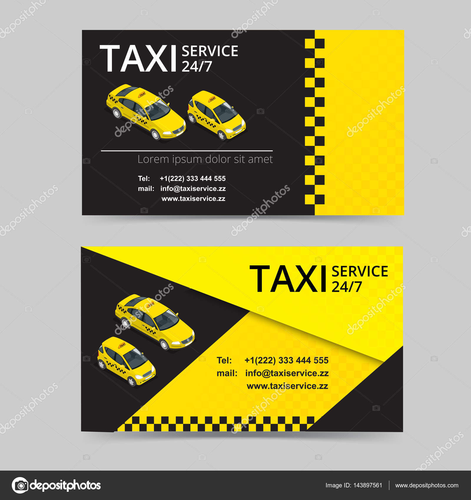 Vector: tarjetas de taxis  Tarjeta de taxi de conductores 