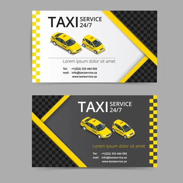 Taksi şoförleri için taksi kartı. Taksi hizmeti. Vektör kartvizit şablonu. Şirket, marka, marka, kimlik, logo. Doku ile kartvizit şablonu. — Stok Vektör