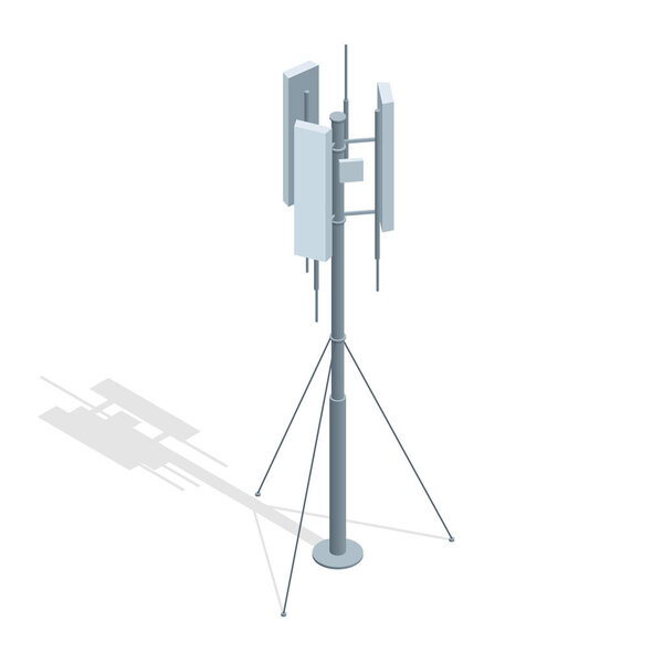 Изометрические телекоммуникационные вышки. Векторная плоская иллюстрация антенны ретранслятора мобильной связи
.