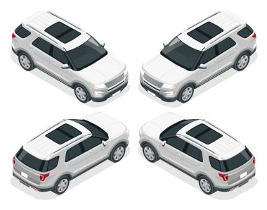 Off-Road araç yazmak. Modern VIP taşıma. 3D izometrik vektör çizim düz. İçin Infographics ve Tasarım oyunları.