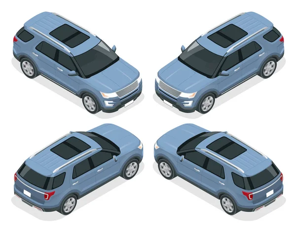 Off-road escribir coche. Transporte VIP moderno. Ilustración plana 3d vector isométrico. Para infografías y juegos de diseño . — Archivo Imágenes Vectoriales