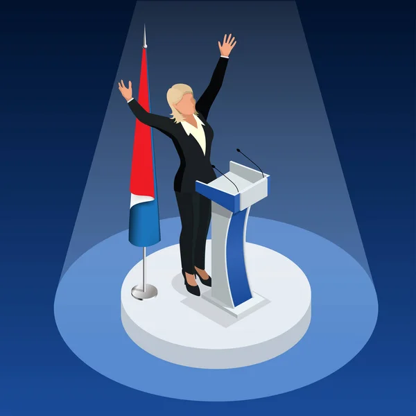 Kvinnan är vinnaren i valet. Presidentvalet i Frankrike 2017 — Stock vektor