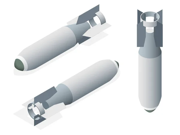 Isometrische Fliegerbombe auf weißem, isoliertem Hintergrund — Stockvektor