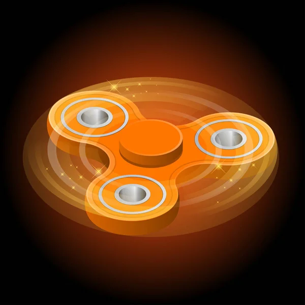 Isometrischer 3D-Vektor ein orangefarbener Fidget Spinner oder Handspinner. Fidget Toy für erhöhte Konzentration, Stressabbau. — Stockvektor