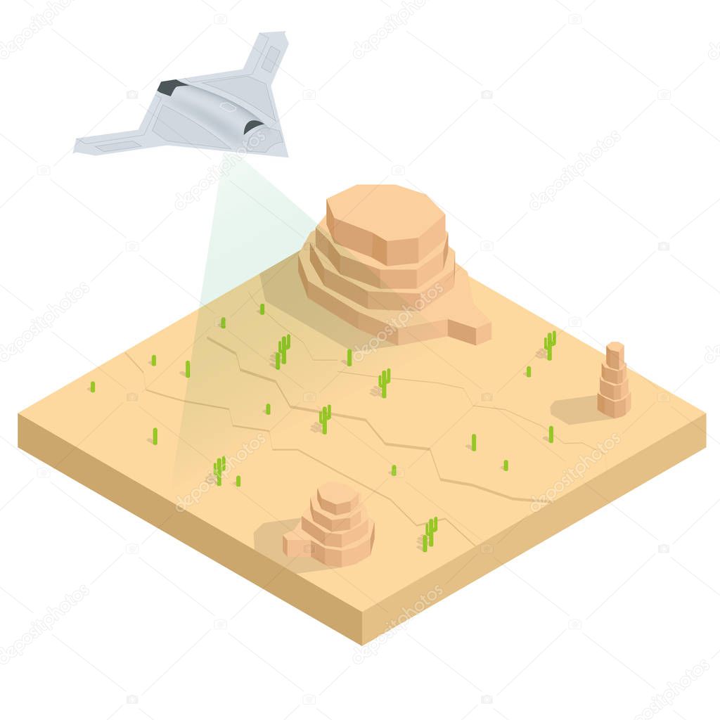 Isometric Long Range Strike-Bomber. Aircraft military mission isolated on background. Military Aircraft transport.