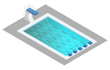 Gerçekçi izometrik spor Havuzu. İnfographics, başlık sayfası, poster veya kartı oluşturma için kullanılan perspektif tasarım.