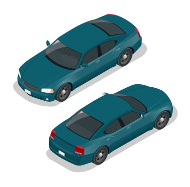 Modern araba. Araba simgeler. 3D izometrik vektör çizim araç simgesini düz. Yüksek kaliteli şehir ulaşım.