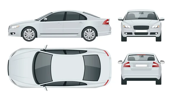 Business sedan voertuig. Auto sjabloon vector geïsoleerd illustratie voorkant, achterkant, naast weergeven, top. Wijzigen van de kleur in één klik. — Stockvector