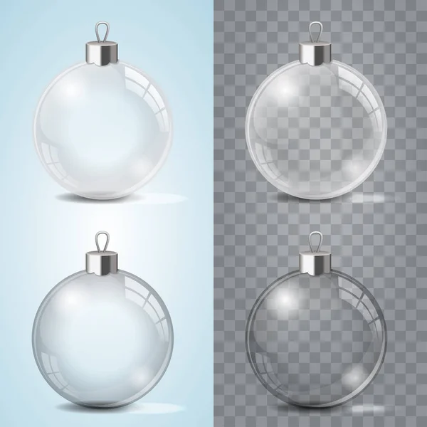 Weihnachtsspielzeug aus Glas auf transparentem Hintergrund. Strumpf Weihnachtsdekoration oder Neujahr. transparentes Vektorobjekt für Design, Mock-up. — Stockvektor