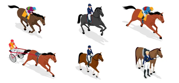Isometrisch instellen Jockey op paard — Stockvector