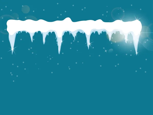 Conjunto de dibujos animados elemento de diseño de nieve sobre fondo azul carámbanos de nieve, gorra de nieve aislado. Elementos nevados sobre fondo invernal. Plantilla vectorial — Archivo Imágenes Vectoriales