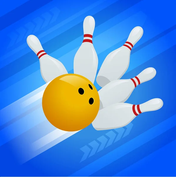 Fond vectoriel abstrait Bowling Pins et balle. Le concept de jeux, divertissement, passe-temps et club de loisirs. — Image vectorielle