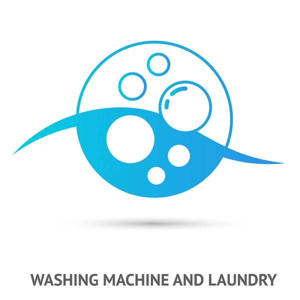 Wasmachine en Wasserij-logo. Vectorillustratie — Stockvector