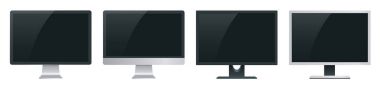 Bilgisayar monitör ekran mockup Web sitesi tasarım projesi modern tarzda vitrin için bir perspektif görüntüsü. Bilgisayar üzerinde izole beyaz arka plan görüntülemek. Uygulama sunmak için.