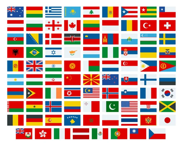 Drapeaux vectoriels du monde. Drapeaux des pays participants aux compétitions internationales de sports d'hiver 2018 . — Image vectorielle