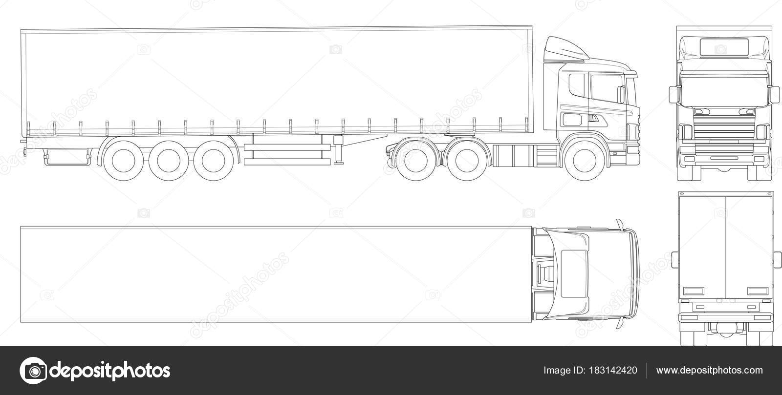 un seul dessin d'illustration vectorielle de longue remorque de camion.  véhicules utilitaires d'entreprise. véhicules de machines lourdes pour le  concept de livraison logistique. conception de dessin graphique en ligne  continue moderne 3594118