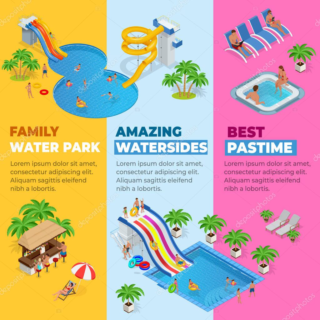 Vector illustration of Aquapark Vertical Web Banners 185209404