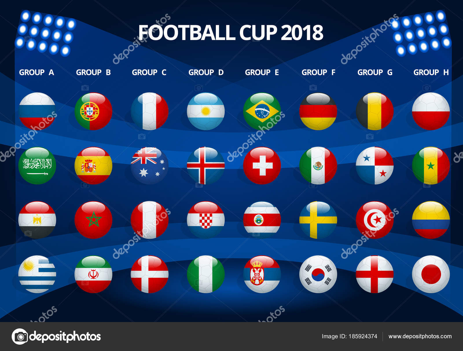 Football 2018, Europe Qualification, all Groups Stock Vector Image by