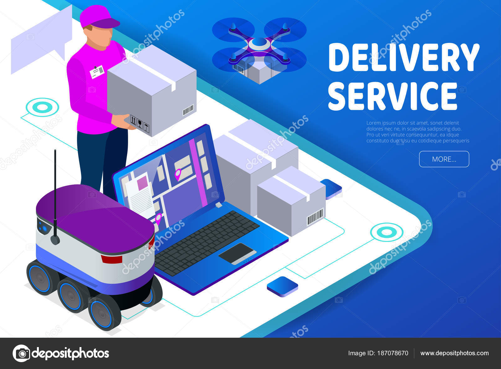 Express home delivery. Courier gives the woman a box. Shopping online