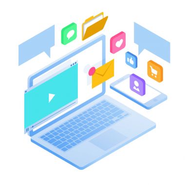 İzometrik hareket eden smartphone bulut kavramı Hizmetleri. Stratejileri için gelen pazarlama, Seo, sosyal medya, içeriği, video ve e-posta. Bağlı pazarlama gelen. Düz vektör çizim